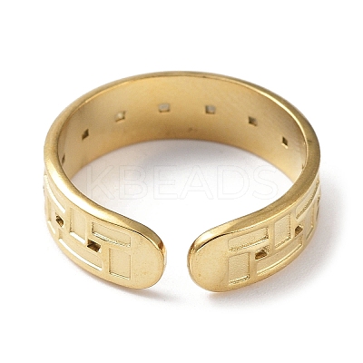 304 Stainless Steel Grooved Rectangle Cuff Ring Findings STAS-P334-08G-1