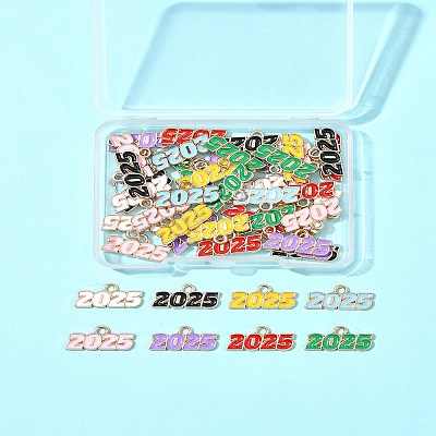 48Pcs 8 Colors Alloy Enamel Pendants ENAM-FS0002-41-1
