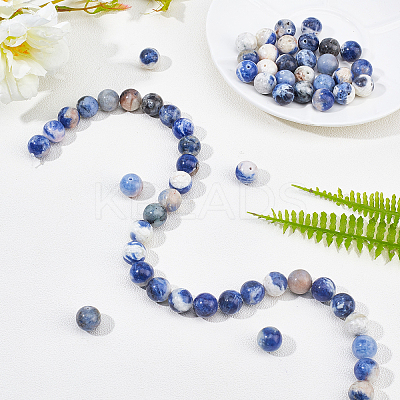 Natural Sodalite Round Beads Strands G-OC0001-91-1