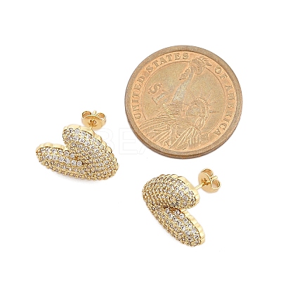 Brass Micro Pave Clear Cubic Zirconia Stud Earrings for Women LS-EJEW-F352-06G-1