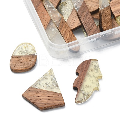 20Pcs 10 Styles Transparent Resin & Walnut Wood Pendants RESI-YW0001-30-1
