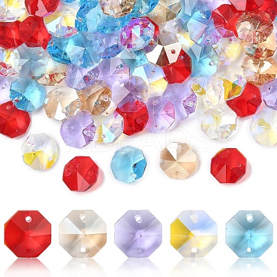 75Pcs 5 Colors Electroplate Glass Links Connectors EGLA-YW0005-08-1