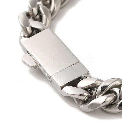 Non-Tarnish 304 Stainless Steel Cuban Link Chain Bracelets for Women Men BJEW-Q341-14A-P-1