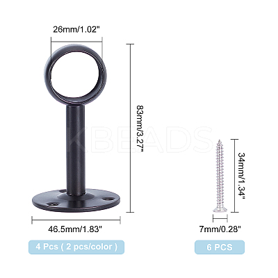 4Pcs 2 Colors Stainless Steel Curtain Rod Ceiling Mount Bracket with Screws STAS-AR0001-16-1