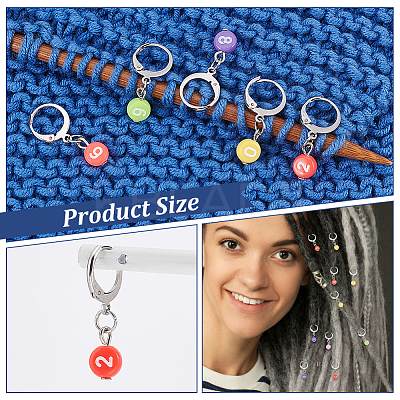 Acrylic Flat Round with Number Pendant Locking Stitch Markers HJEW-PH01870-1
