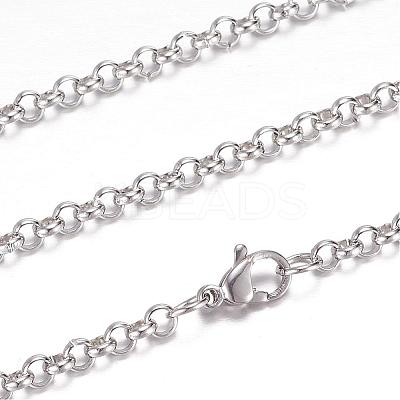 Tarnish Resistant 304 Stainless Steel Rolo Chain Necklaces STAS-G083-61P-1