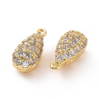 Brass Micro Pave Clear Cubic Zirconia Charms ZIRC-F133-03G-1