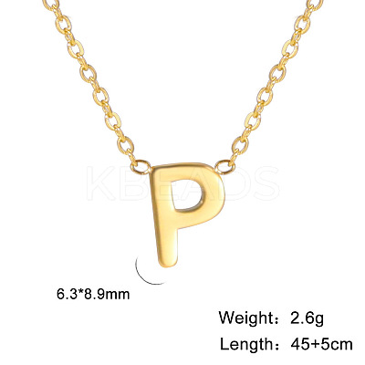 201 Stainless Steel Initial Pendant Necklaces FS-WG78A3B-16-1