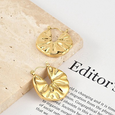 304 Stainless Steel Wrinkle Hoop Earrings For Women EJEW-B113-01G-01-1