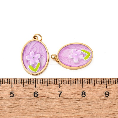 304 Stainless Steel Enamel Pendants STAS-U061-43G-03-1