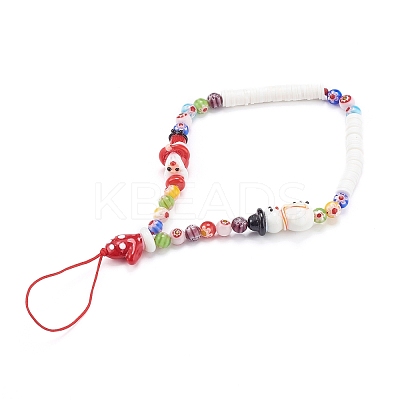 Handmade Lampwork Beaded Mobile Straps for Christmas HJEW-JM00446-03-1