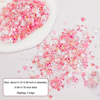 Opaque & Transparent Resin Cabochons RESI-WH0034-08A-1
