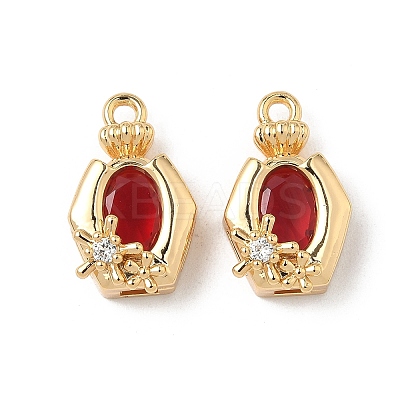 Brass Micro Pave Cubic Zirconia Pendants KK-S531-06G-1