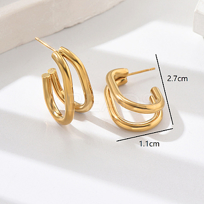 Geometric Outline Design 304 Stainless Steel Double-layer Stud Earrings for Women SL0180-1-1