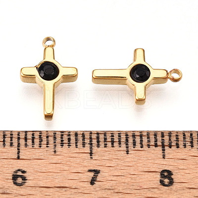 Ion Plating(IP) 304 Stainless Steel Micro Pave Cubic Zirconia Charms STAS-N110-01A-G-1
