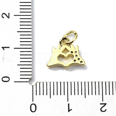 Heart Theme Brass Micro Pave Cubic Zirconia Charms KK-H475-56G-02-1