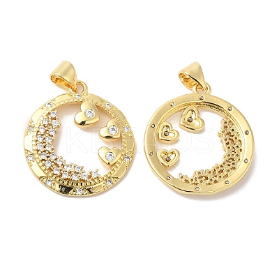 Brass Micro Pave Clear Cubic Zirconia Pendants ZIRC-L103-030G-1