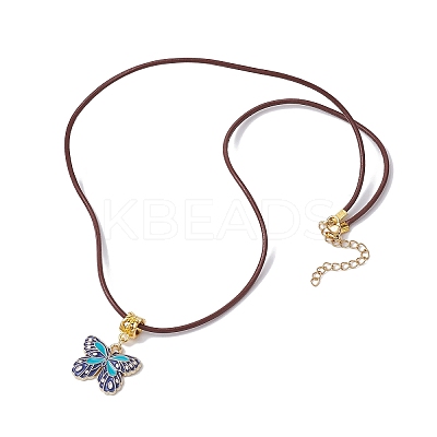 Alloy Enamel Butterfly Pendant Necklaces NJEW-JN04580-03-1