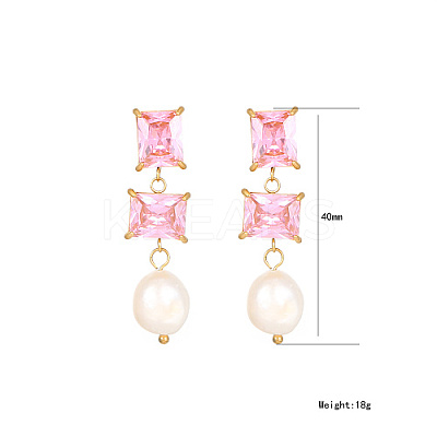 Glass Square Stud Earrings UK2895-4-1