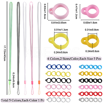 5Pcs 5 Colors Rubber Lanyard Straps DIY-GF0008-39B-1