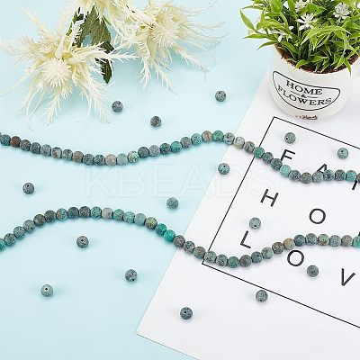 Frosted Natural African Turquoise(Jasper) Round Beads G-OC0001-07-1