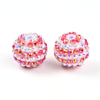 Stripe Pattern Resin AB Rhinestone Round Beads RESI-S313-18x20-11-1