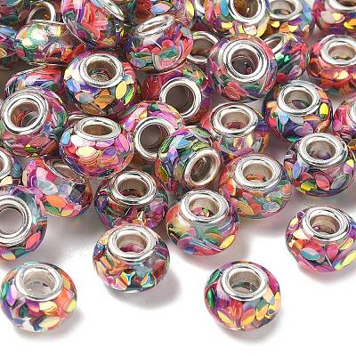 Transparent Resin Rondelle European Beads RESI-S023-33-1