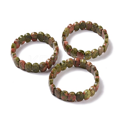 Natural Unakite Oval Beaded Stretch Bracelet G-E010-01J-1