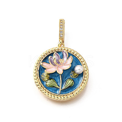 Brass Micro Pave Cubic Zirconia & Enamel Pendants KK-R222-11G-05-1