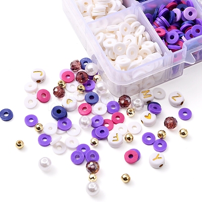 DIY Letter & Imitation Pearl & Heishi Beads Bracelet Making Kit DIY-YW0005-23D-1