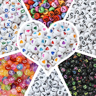1400Pcs 7 Styles Opaque & Transparent Acrylic Beads MACR-YW0003-34-1