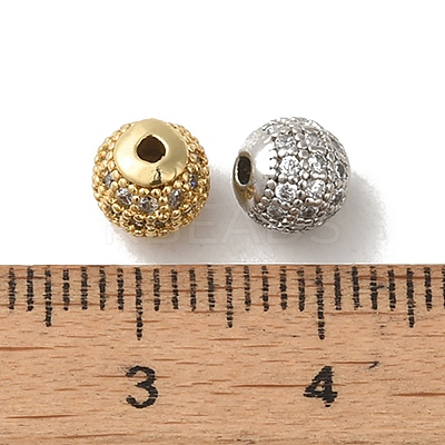 Brass Cubic Zirconia Beads ZIRC-F001-02-6MM-1