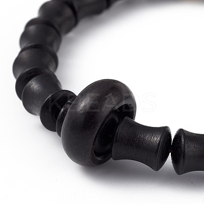 Wood Column Beaded Stretch Bracelet for Women BJEW-H566-11C-1