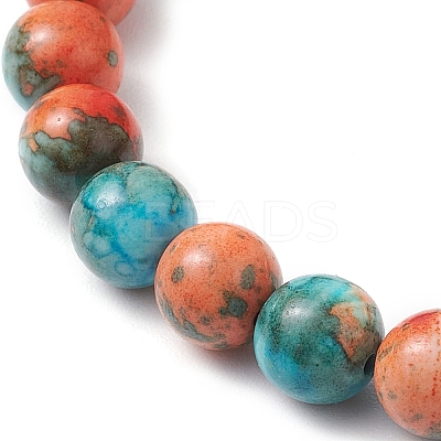 Synthetic Ocean White Jade Round Beaded Charm Bracelets for Women BJEW-JB11372-1