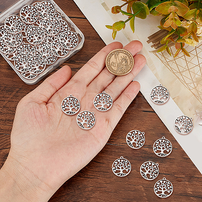 60Pcs Tibetan Style Alloy Pendants TIBEP-SC0002-10-1