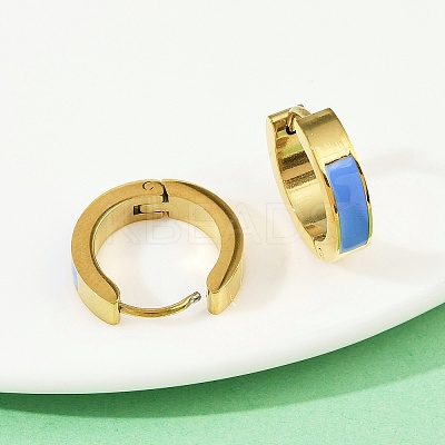 304 Stainless Steel Enamel Hoop Earrings EJEW-K268-19G-04-1