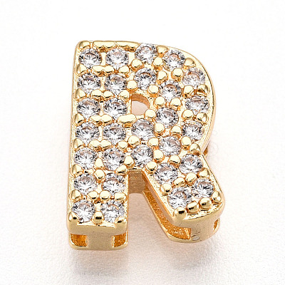 Brass Micro Pave Cubic Zirconia Charms KK-N254-217G-R-1