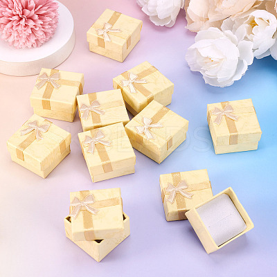 Square Paper Jewelry Ring Gift Boxes with Bowknot CON-TAC0010-80D-1
