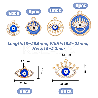 36Pcs 6 Style Rack Plating Alloy Enamel Pendants FIND-HY0001-67-1