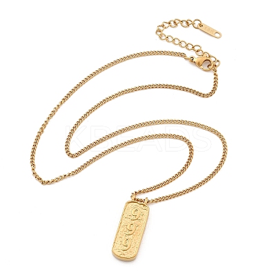 304 Stainless Steel Rectangle Number Pendant Necklaces NJEW-D300-01G-09-1