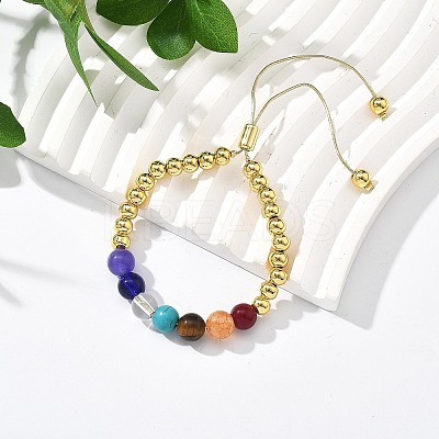 Long-Lasting Plated Brass Beads Slider Bracelets for Women BJEW-K268-02G-1