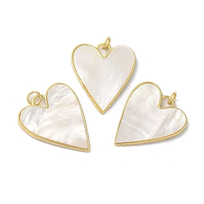 Rack Plating Brass Pave Shell Pendants X-KK-C052-07G-1