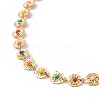 Colorful Enamel Flower Link Chain Necklace NJEW-JN04233-1