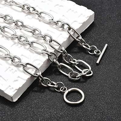 Non-Tarnish Unisex 304 Stainless Steel Figaro Chain Necklaces LS-NJEW-H215-03P-1