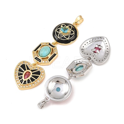 Brass Micro Pave Clear Cubic Zirconia Pendants KK-K412-01-1