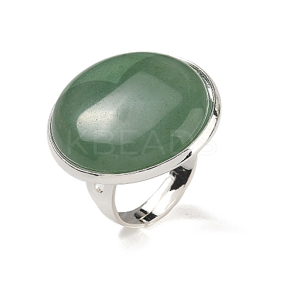 Natural Green Aventurine Round Adjustable Rings RJEW-K371-09S-13-1