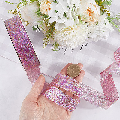 20 Yards Iridescent Polyester Ruffled Ribbon for Sewing Decoration OCOR-WH20007-14B-1