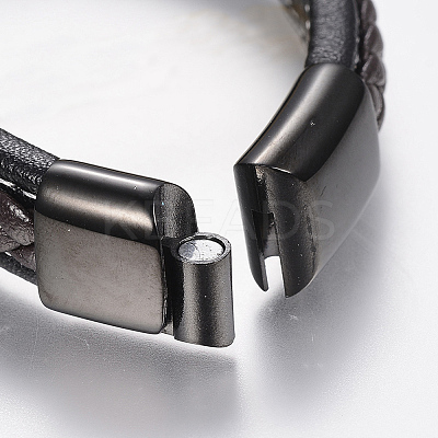 Braided Leather Cord Bracelets BJEW-H561-10-1