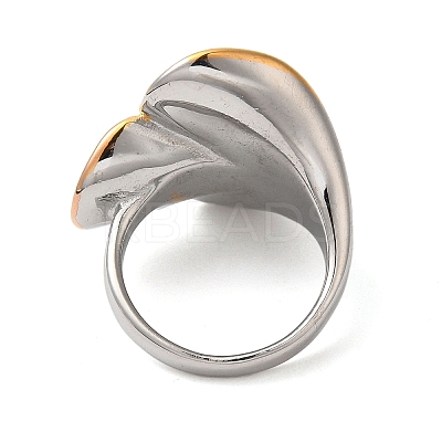 Ion Plating(IP) 304 Stainless Steel Leaf Finger Rings RJEW-Z054-09B-P-1