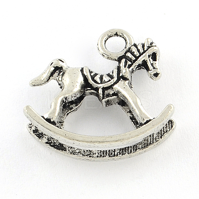 Tibetan Style Rocking Horse Alloy Pendants TIBEP-Q050-20AS-RS-1